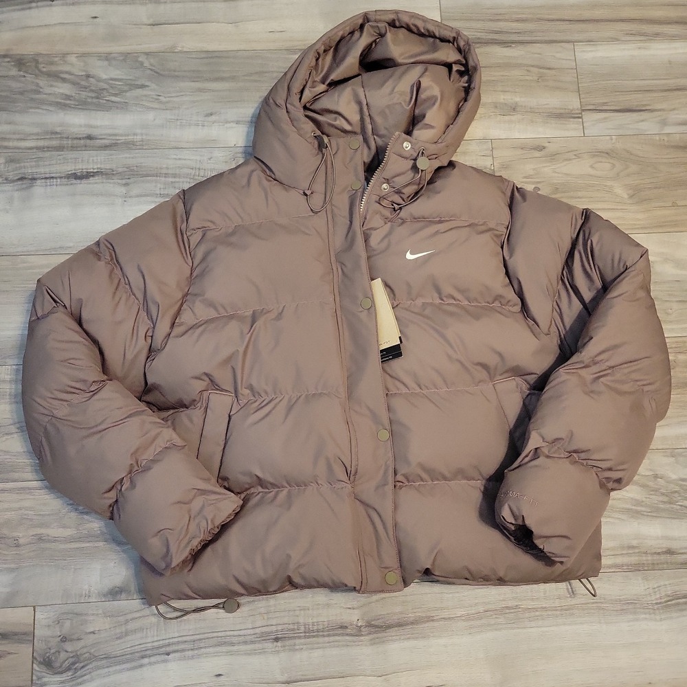 Nike Sportswear Therma-FIT Puffer Jacket Womens Mediu Brown Water Repel NEW $200